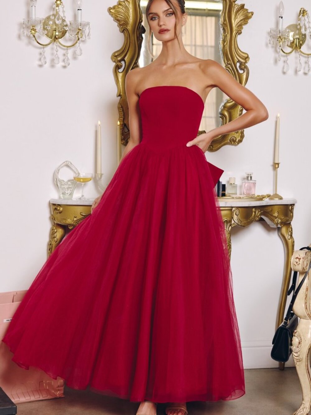 NEW BURGUNDY Evening Gown Floor Length Formal Elegant Stunning T712